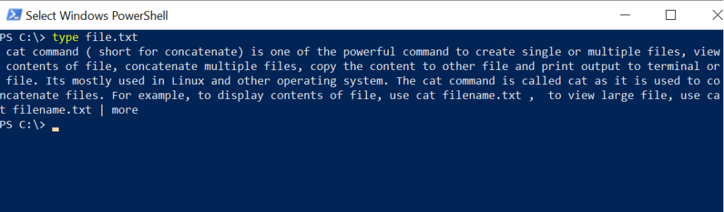 powershell cat type view file content