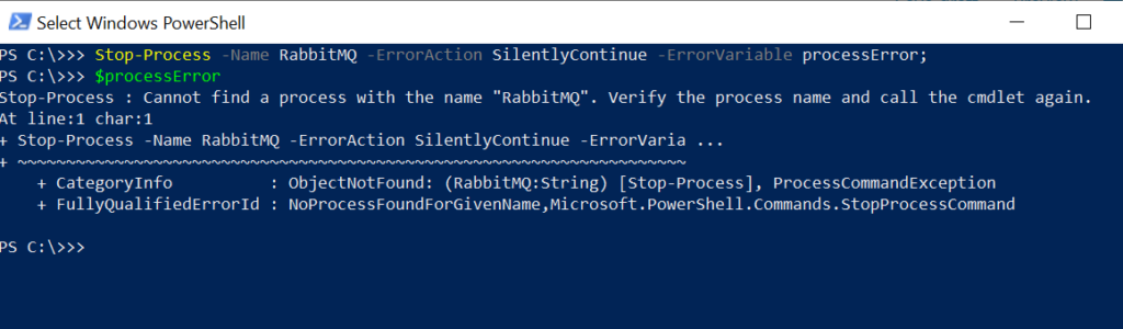 powershell erroraction silentlycontinue