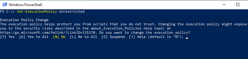 Set-ExecutionPolicy Unrestricted to enable script