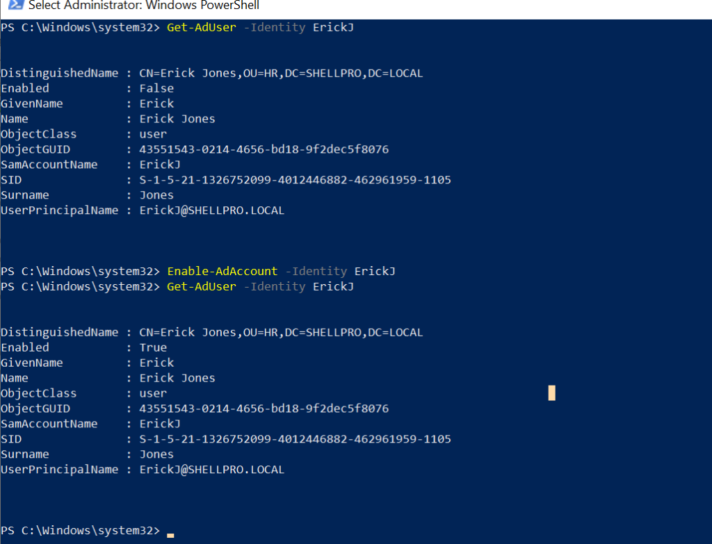 Enable-AdAccount in PowerShell