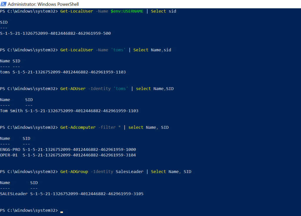 Get User SID in PowerShell