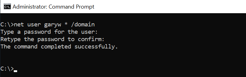 Using net user /domain to change domain user account password