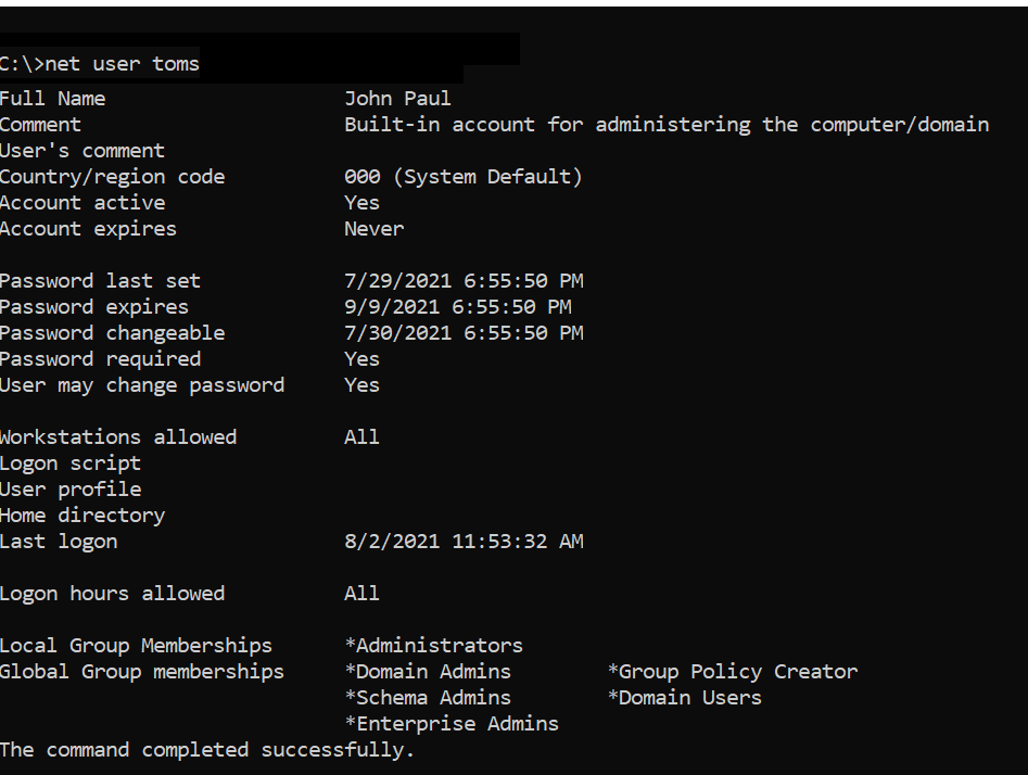 show ad group membership command line