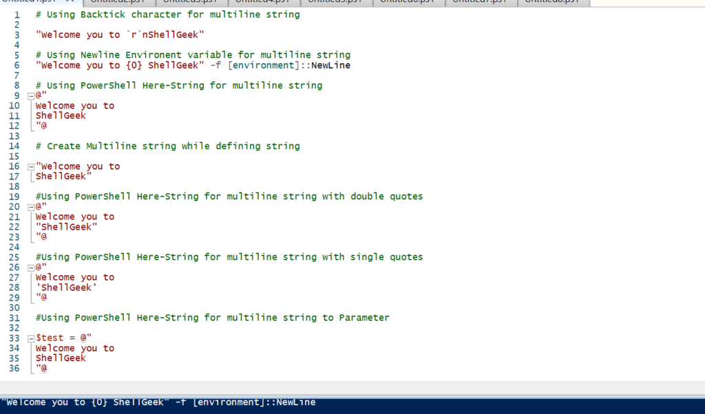 PowerShell Multiline String