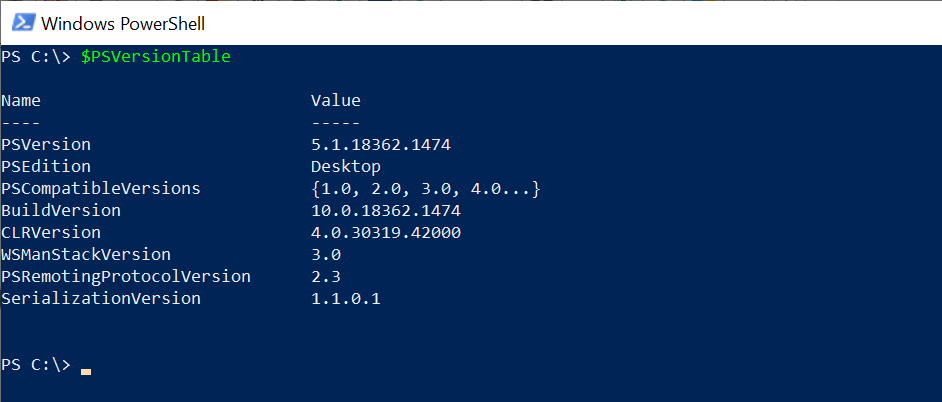 PSVersionTable - PowerShell Version Check