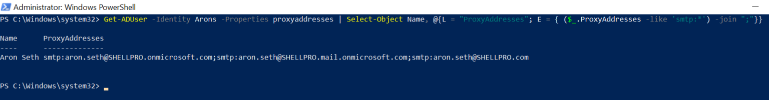 Get AdUser ProxyAddresses Using PowerShell - ShellGeek