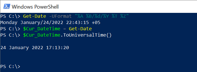 Convert current datetime to UTC time