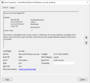 logon type 3 event id 4634