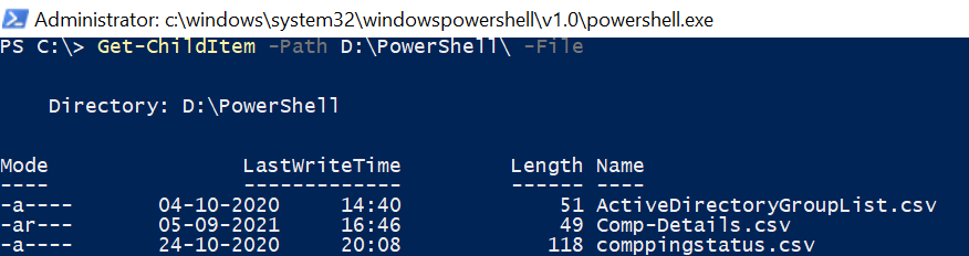 PowerShell get childitem files only