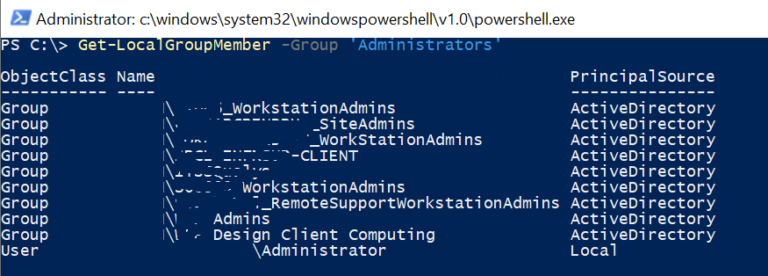 powershell remove member from local group