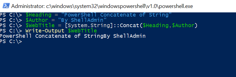 PowerShell Concat two variables