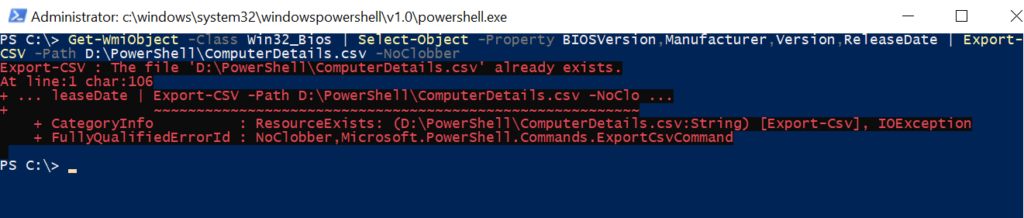 PowerShell Export-CSV NoClobber Parameter