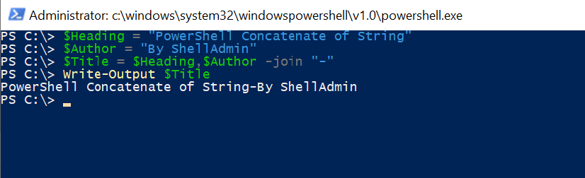 PowerShell join String using join operator