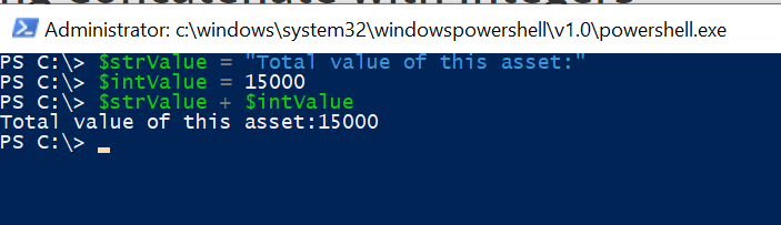 PowerShell String Concatenation with Integer