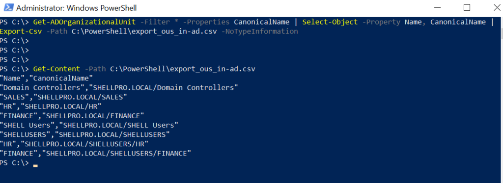 Export ou from the Active Directory