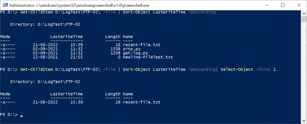PowerShell - Get Last Modified File in the Directory