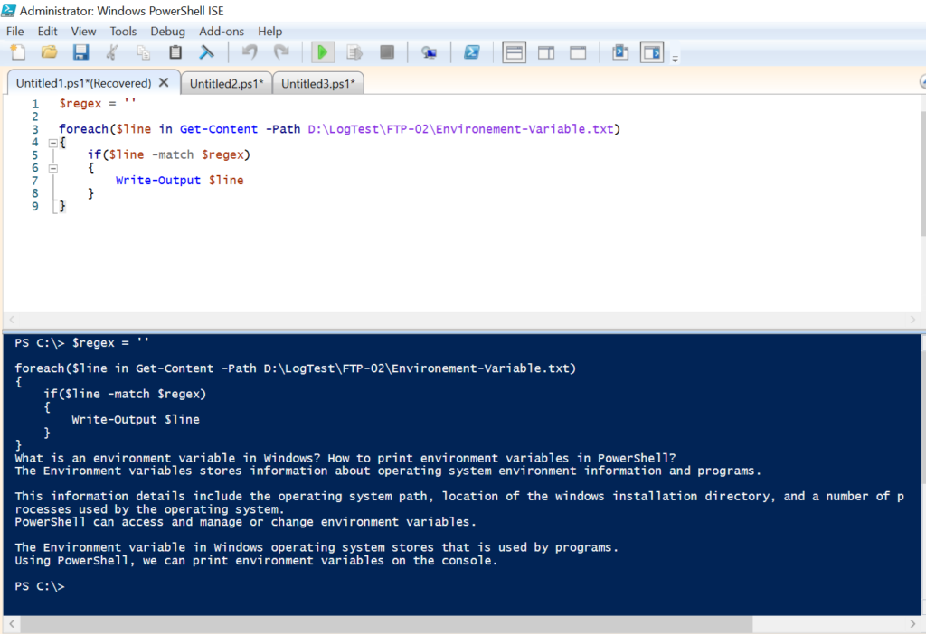 PowerShell - Read file line by line