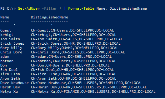 Get AdUser - Format Table output