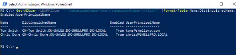 powershell get aduser list of properties