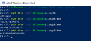 powershell file length in kb