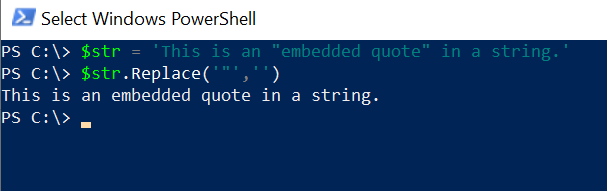 PowerShell Replace Double Quotes with Empty Space