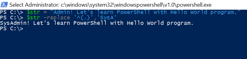 PowerShell replace first character in a string