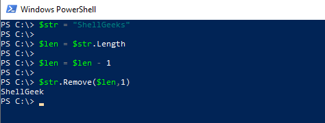 PowerShell String Remove Last Character