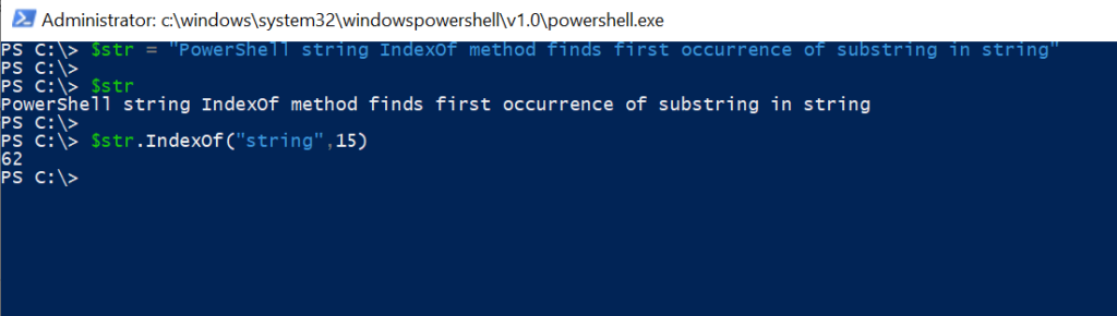 PowerShell Substring IndexOf - Find Position