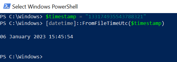 Convert TimeStamp to DateTime in PowerShell