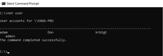 List all domain user accounts with net user