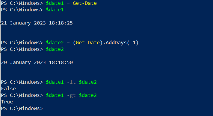 PowerShell Compare Dates