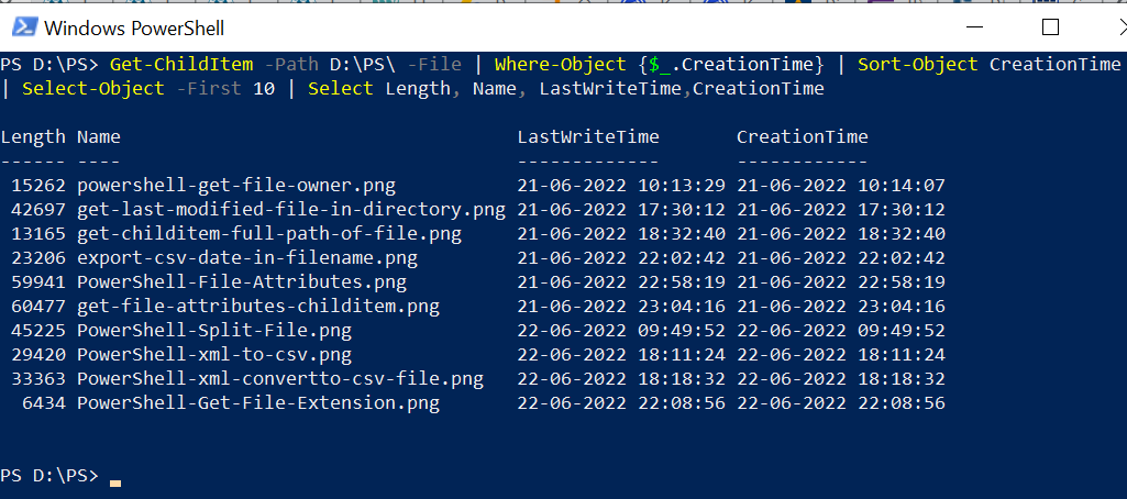 PowerShell ls sort by date