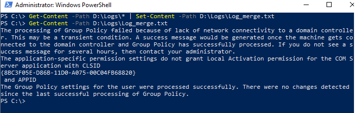Merge multiple text files into one in PowerShell