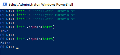 PowerShell String Equal method to Compare Strings