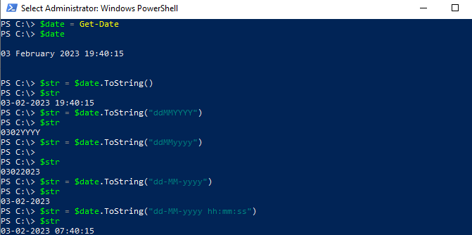 PowerShell Convert Date to String
