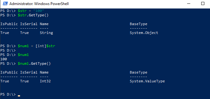 PowerShell Convert String to Int using int casting operator