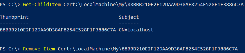 PowerShell Delete Self-Signed Certificate