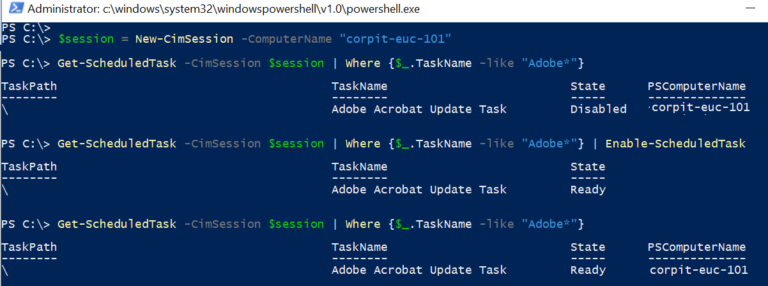 PowerShell Enable Scheduled Task on Remote Computer - ShellGeek