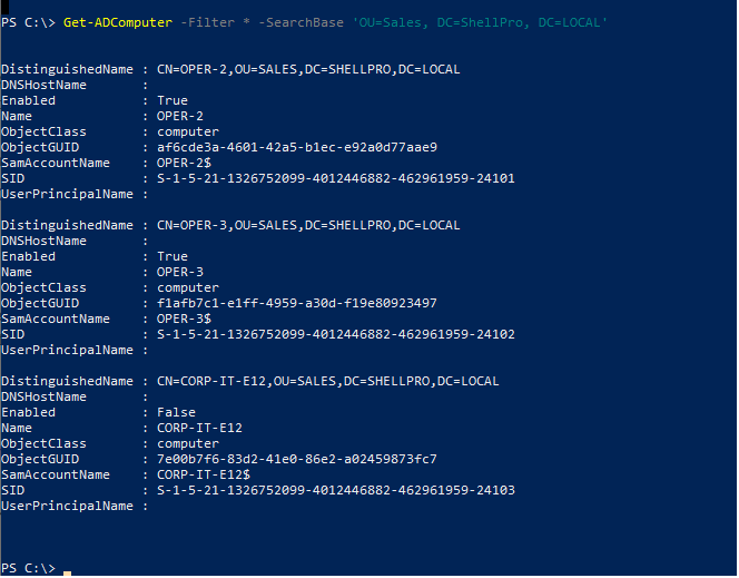 PowerShell Get All Computers in OU