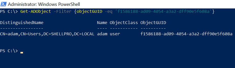 Find Ad Object by GUID in PowerShell