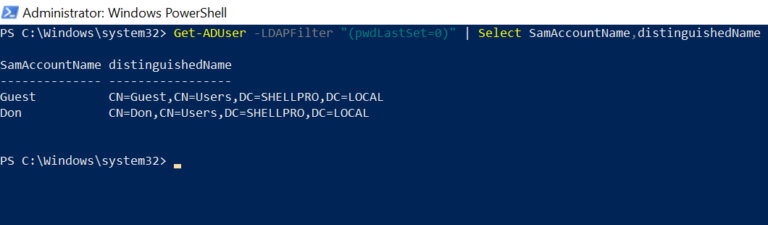 Get AdUser With Change Password At Next Logon Using PowerShell - ShellGeek