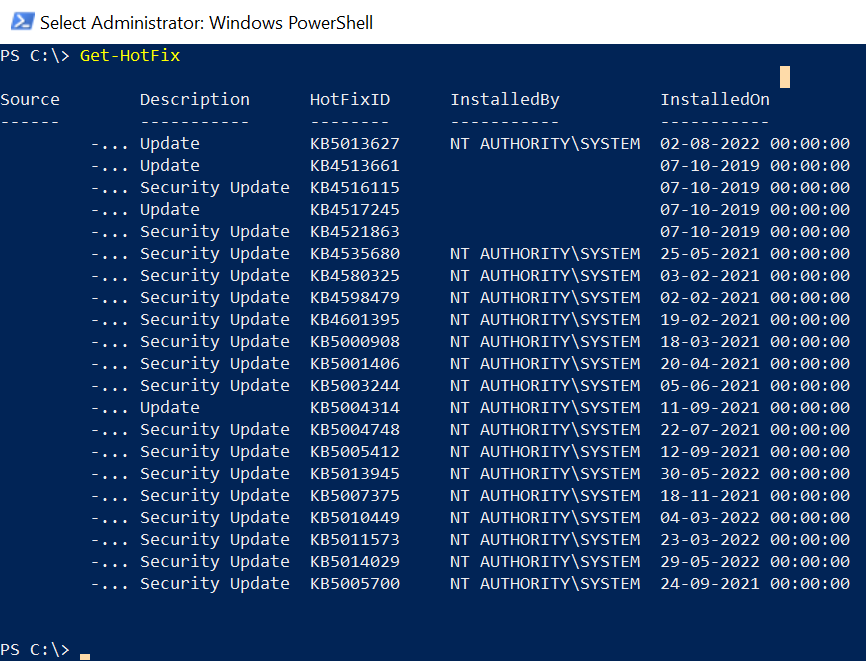 PowerShell Get All Patches