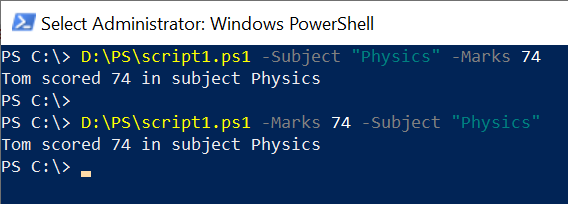 PowerShell Named Parameters in a Script