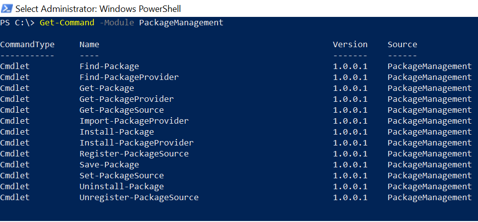 PackageManagement Cmdlets