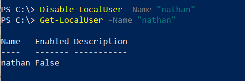 Disable a Local User Account in PowerShell