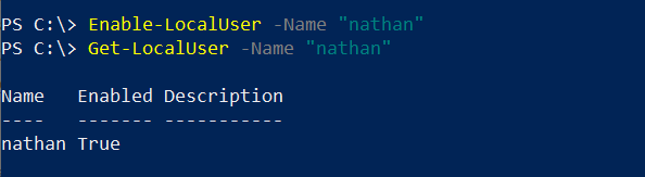 Enable Local User Account in PowerShell