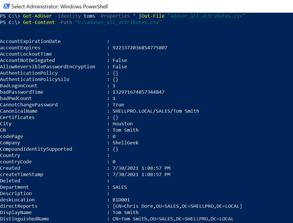 Export Ad Users with All Attributes in PowerShell