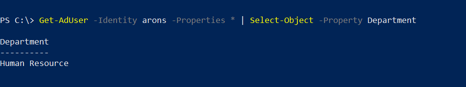 Get AdUser Department Name in PowerShell