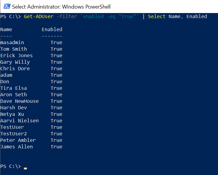 Get Aduser Exclude Disabled in PowerShell