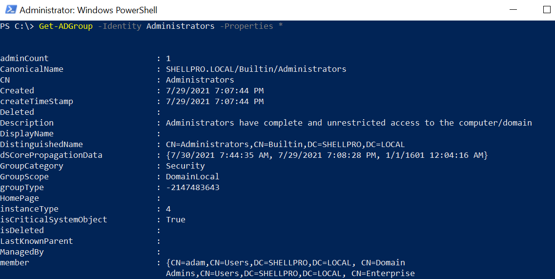 powershell get ad group list